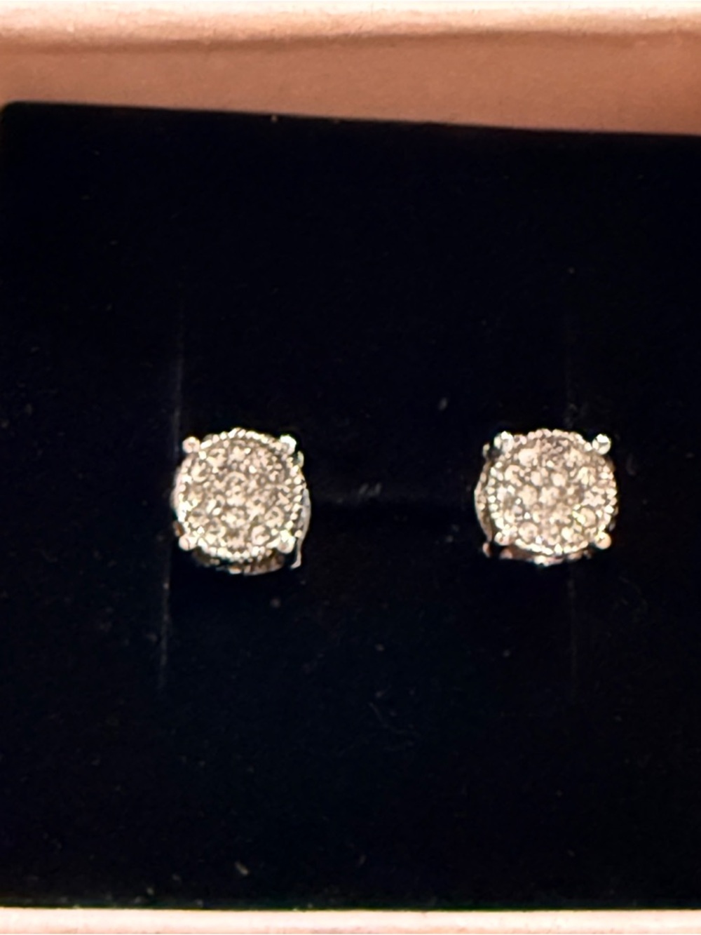 Small Silver Moissanite Pave Stud Earrings
